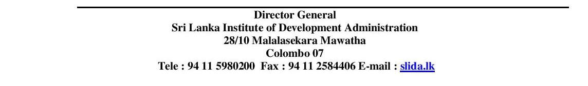 Management Assistant - Sri Lanka Institute of Development Administration (SLIDA)